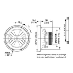 Kenwood KFC-PS2517W - 10" Car Subwoofer 1300W Max Power