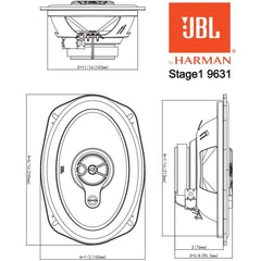 JBL Stage1 9631 - 6" x9" 3-Way Coaxial Shelf Car Speakers 300W