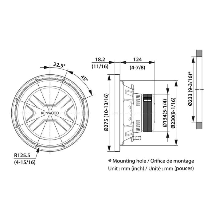 Kenwood KFC-PS2517W - 10" Car Subwoofer 1300W Max Power