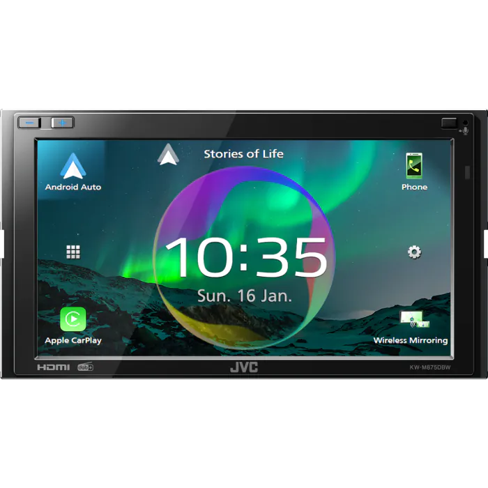 JVC KW-M875DBW - 6.8" Wireless Apple CarPlay Android Auto & Mirroring DAB Bluetooth Stereo