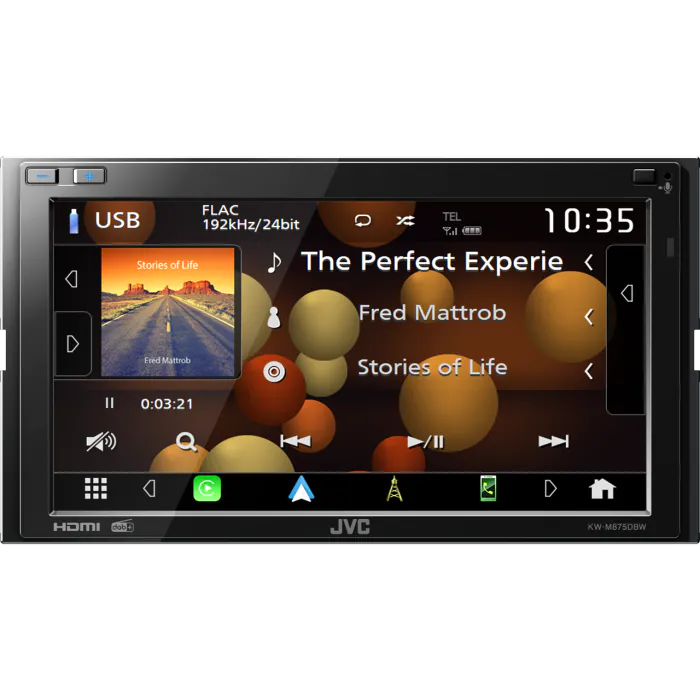 JVC KW-M875DBW - 6.8" Wireless Apple CarPlay Android Auto & Mirroring DAB Bluetooth Stereo