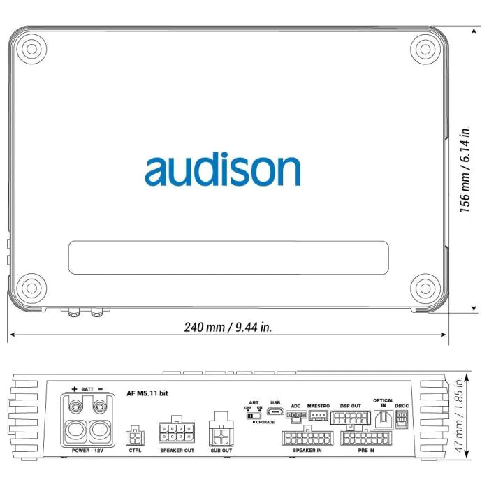 Audison Forza AF M5.11 Bit DSP Amplifier | 1200 W | 11 CH DSP + 4 x 150 W @ 2 ohm + 1 x 600 W @ 2 ohm | D-class Fully Bridgeable