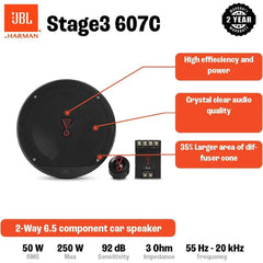 JBL STAGE3 607C - 6.5" 2-Way Component Speakers 500W Total Power
