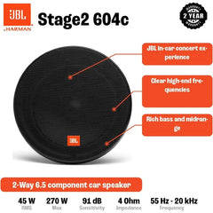 JBL STAGE2 604C - 6.5"2-Way Component Speakers 540W Total Power