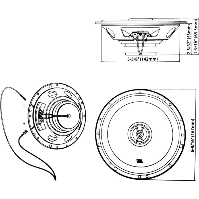 JBL Stage1 61F - 6.5" 165mm 2-Way Coaxial Car Speakers 200W