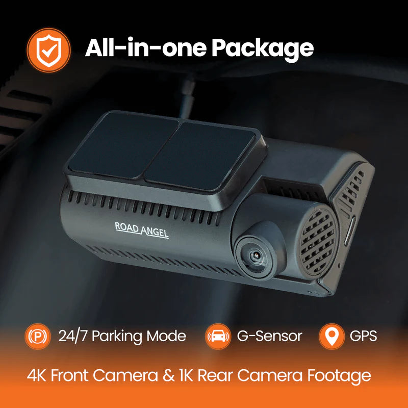 Road Angel Halo Play – 4K Dual Dash Cam with 3.2" Screen, Parking Mode &amp; Quick Release Mounting