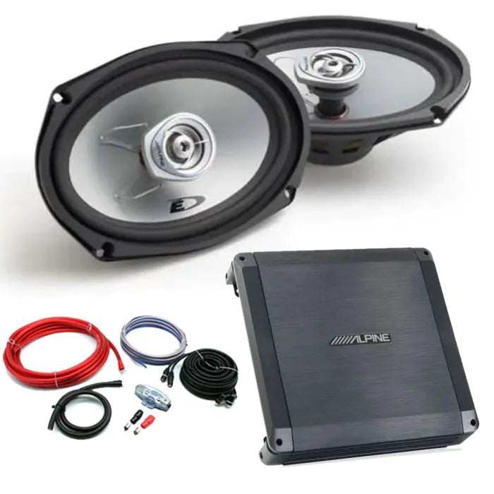 Alpine SXE 6"x9" 2-Way Coaxial Shelf Speakers & Amplifier Package