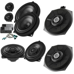 Audison BMW 4" 2-Way Front Components & Rear Coaxial Speaker & Underseat Subwoofer