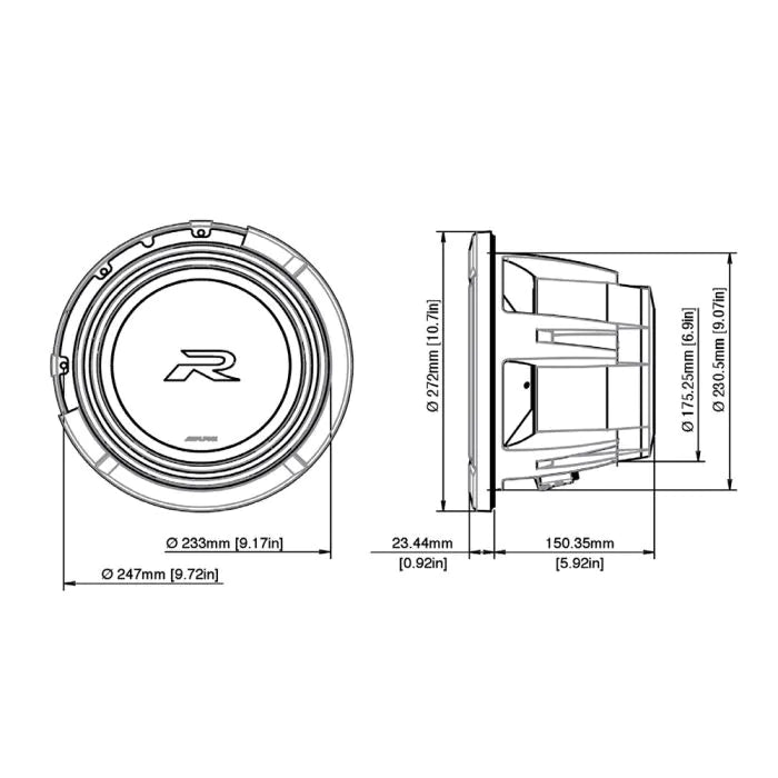 Alpine R2-W10D4 - 10" Type R Series Dual 4 Ohm Car Subwoofer 2250W