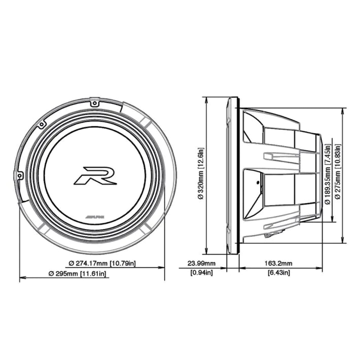 Alpine R2-W12D2 - 12" Type R Series Dual 2Ohm Car Subwoofer 2250W