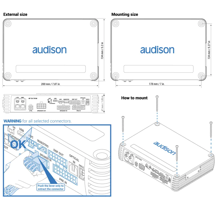 Audison Forza AF C4.10 bit - 10 CH DSP D-Class Fully Bridgeable Car Amplifier 600W