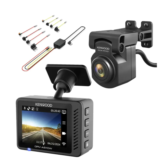 Kenwood DRV-A610W - 3.0" LCD 4K DashCam HD Rear Cam with built-in Wireless LAN & GPS With 64GB SD & Hardwire kit