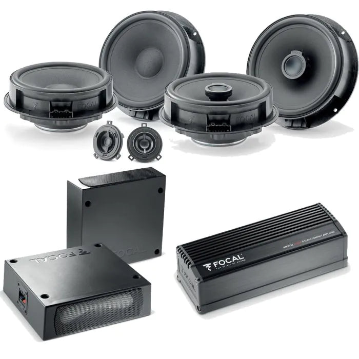 Focal VW 6.5" Front Components Rear Coaxial Subwoofer & Amplifier Package