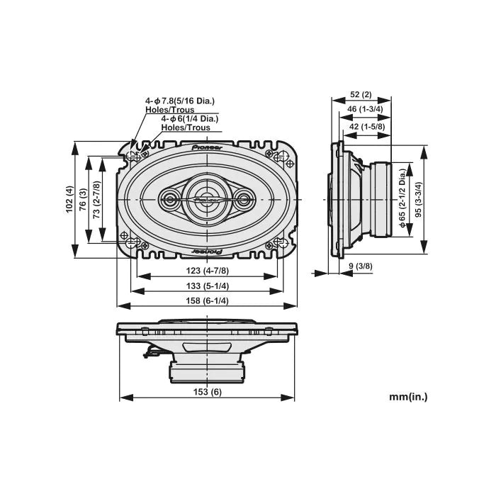 Pioneer TS-A4671F - 4"x6" 4-Way Coaxial Car Speaker 210W